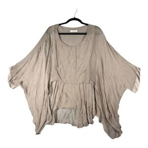 Cobblestone Living Silk Beige Top Italy Sheer Layer Lagenlook Italy Women OS